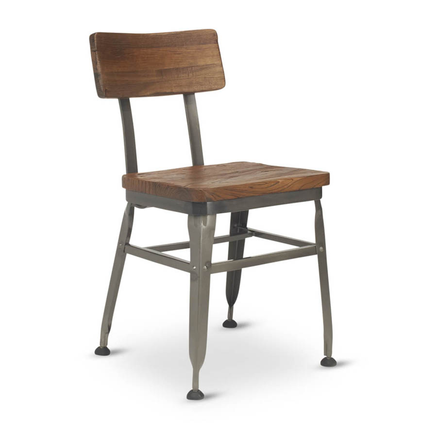 G & A 545-PS Indoor Hudson Side Chair with Wood Back, Distressed Frame Finish, Steel Frame