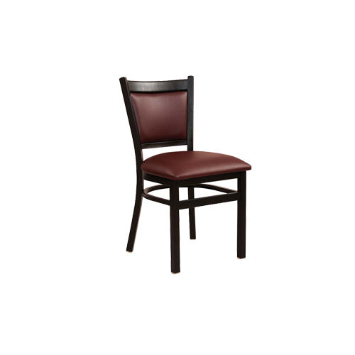 G & A 560 Geo Side Chair, Upholstered Square Back, Vinyl Padded Seat, Black Metal Frame