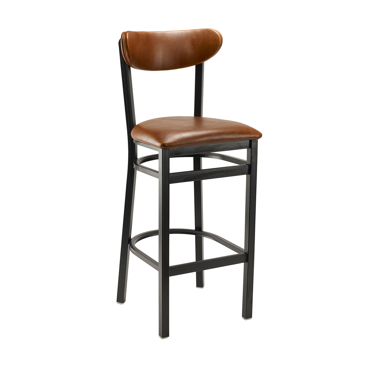 G & A 611FP Santos Barstool with Upholstered Padded Seat and Back, 18 Gauge Steel Frame, Black Matte Finish, Armless, Footrest