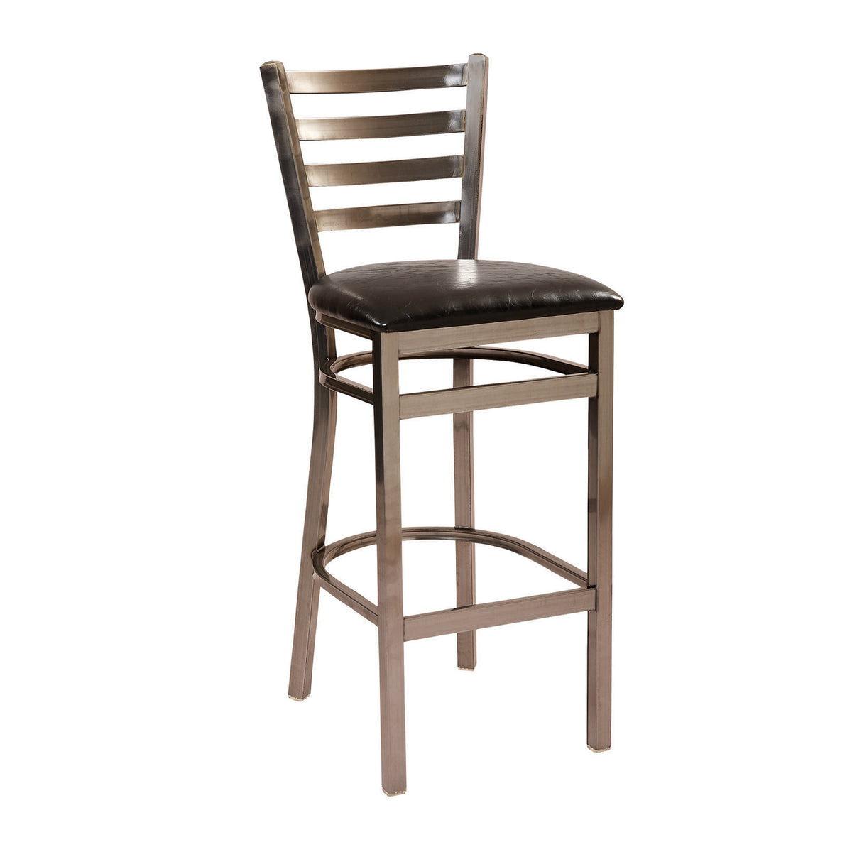 G & A 613-D PS Dante Barstool, Ladder Back, Upholstered Padded Seat, 18 Gauge Steel Frame, Distressed Finish, Armless, Metal Back, Non-Marring Floor Glides