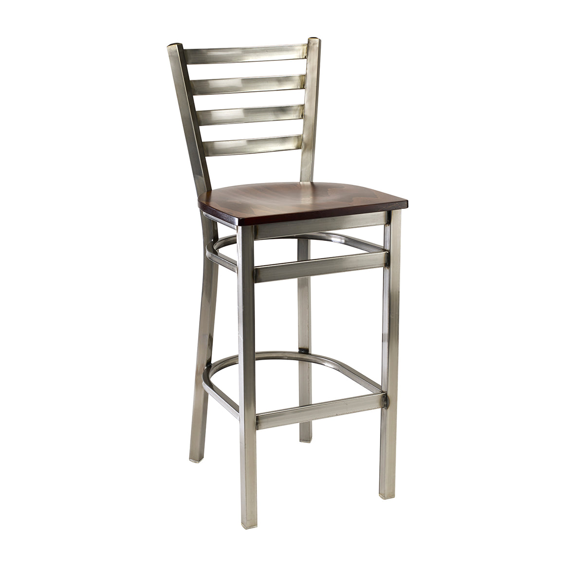G & A 613-D SS Dante Barstool, Ladder Back, Solid Wood Saddle Seat, Distressed Finish, 18 Gauge Steel Frame