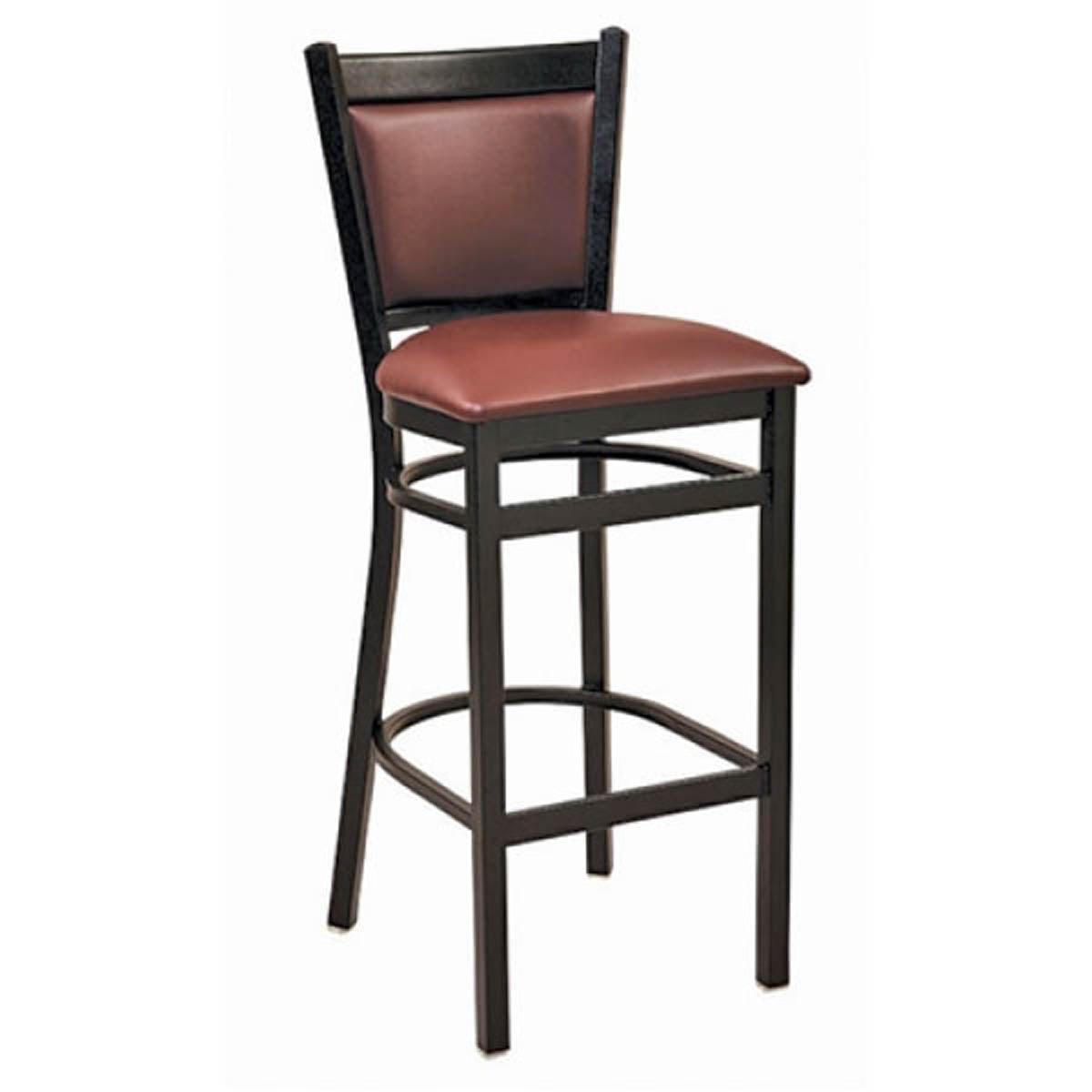 G & A 660-CU Geo Barstool, Upholstered Square Back, Padded Seat, Black Metal Frame, Soho Vinyl