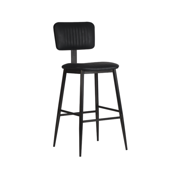 G & A 675 Brenton Barstool - Upholstered Seat & Back, Black Vinyl, 18-Gauge Metal Frame, Armless, Glides