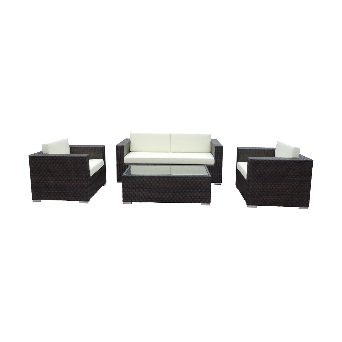 G & A 8300 Monterey Outdoor/Indoor 4-Piece Lounge Set, Aluminum Frame, Espresso Resin Wicker