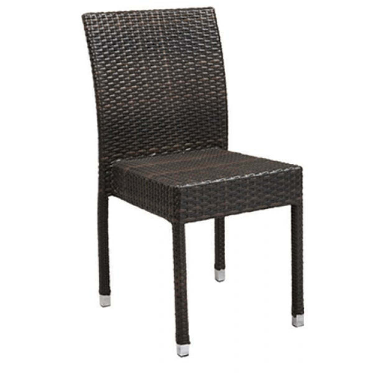 G & A 840-ESPRESSO Amalfi Side Chair, Stackable, Woven Poly-Ethylene Rattan, Aluminum Frame, Espresso