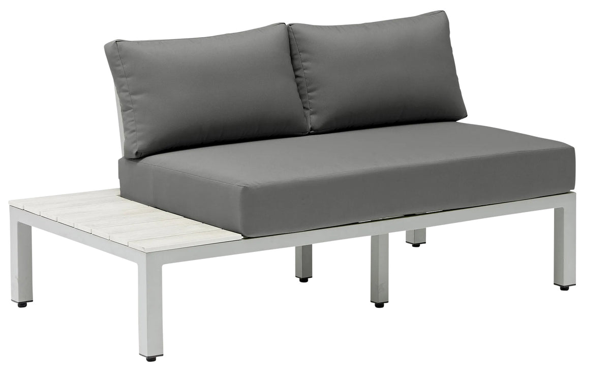 G & A 8404-R Ravello Outdoor/Indoor Double Section With Right Side Table, Grey Aluminum