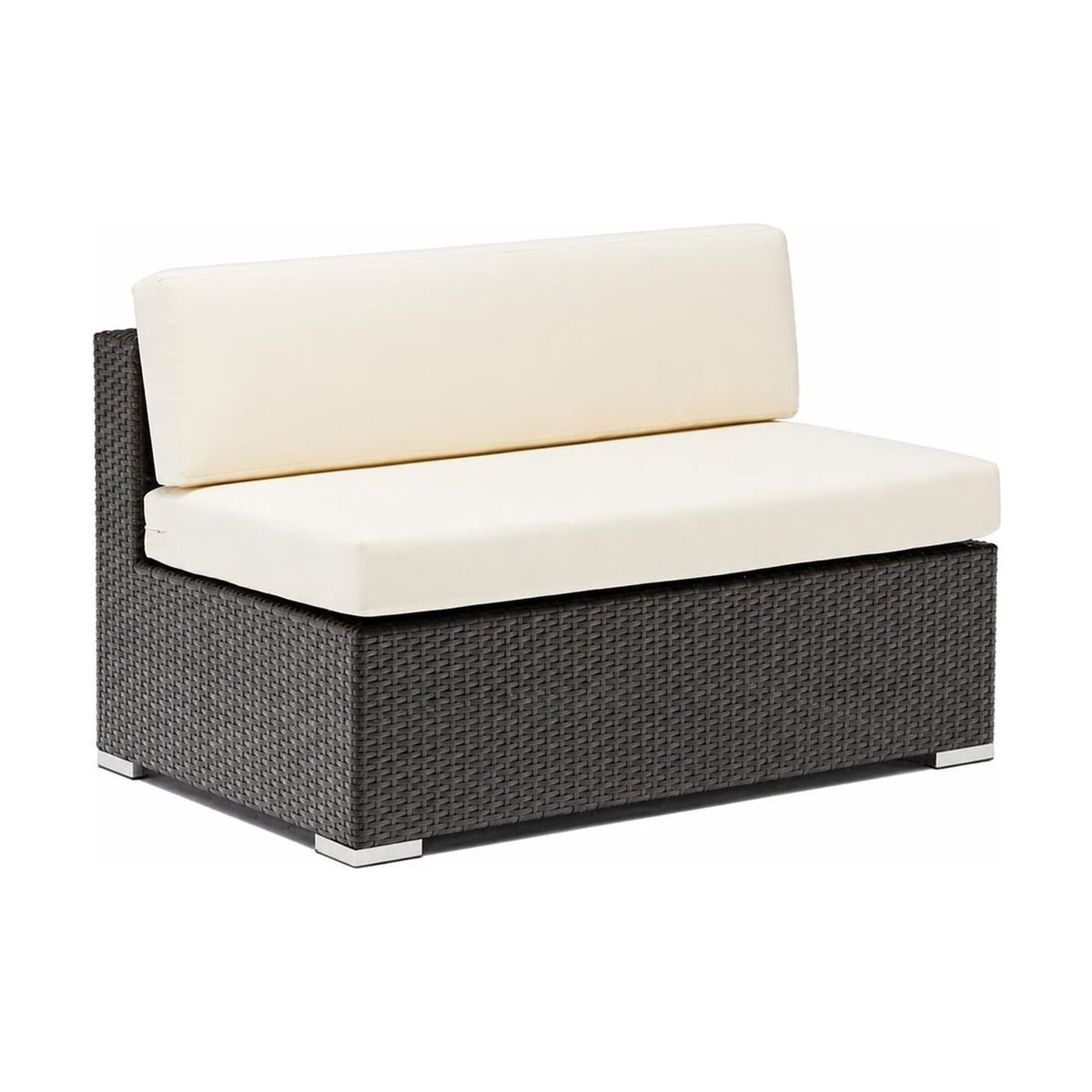 G & A 8502 Scopello Outdoor/Indoor Armless Loveseat, Aluminum Frame, Espresso Resin Wicker, Cushions
