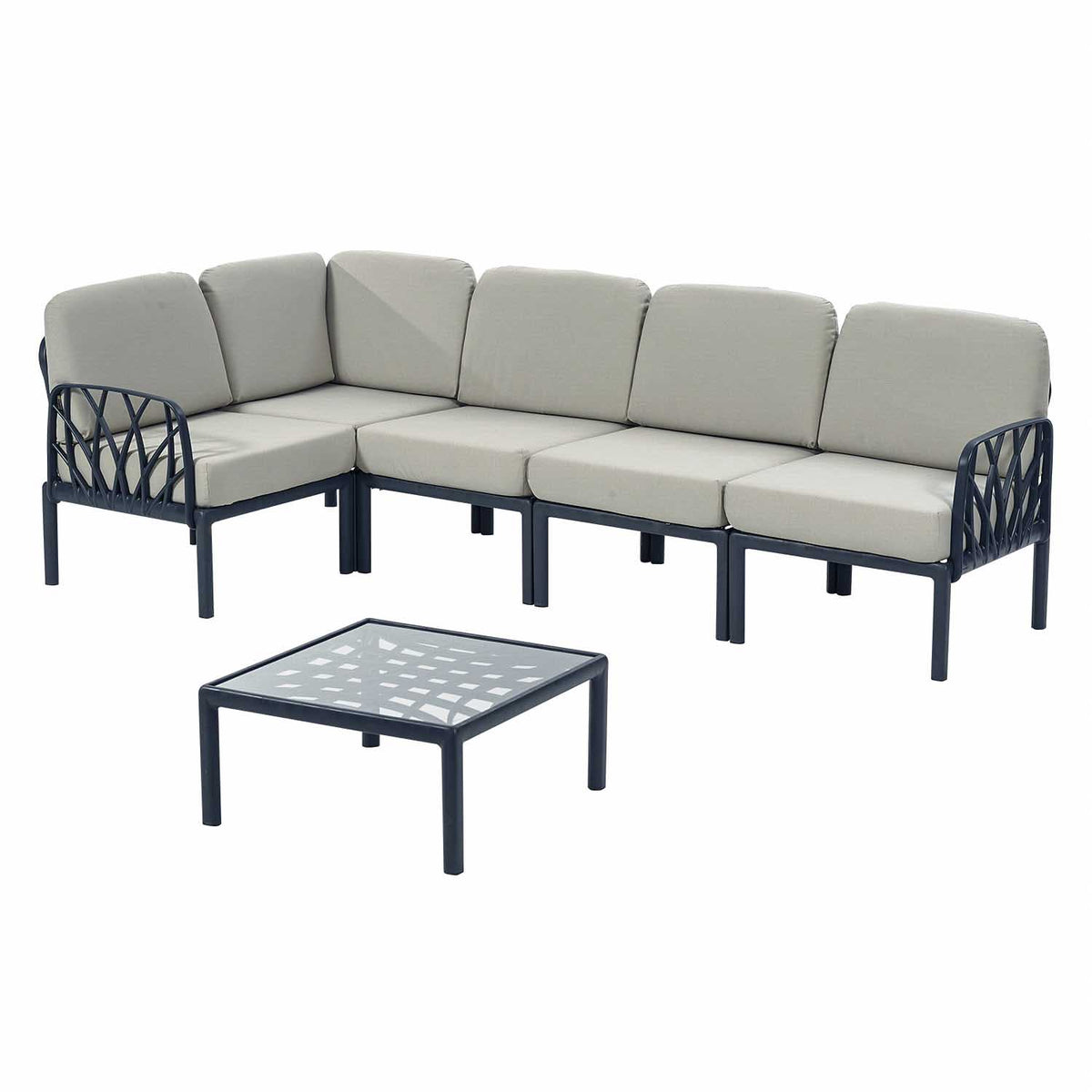 G & A 8600 Marbella Outdoor/Indoor 9-Piece L-Shaped Lounge Set, All Weather Resin Frame, Upholstered