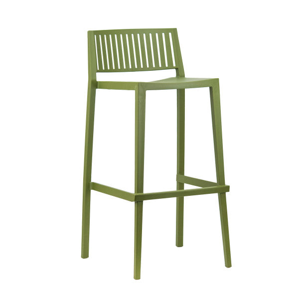 G & A 949 Amarante Outdoor Barstool, Resin Back and Seat, Armless Slat Style