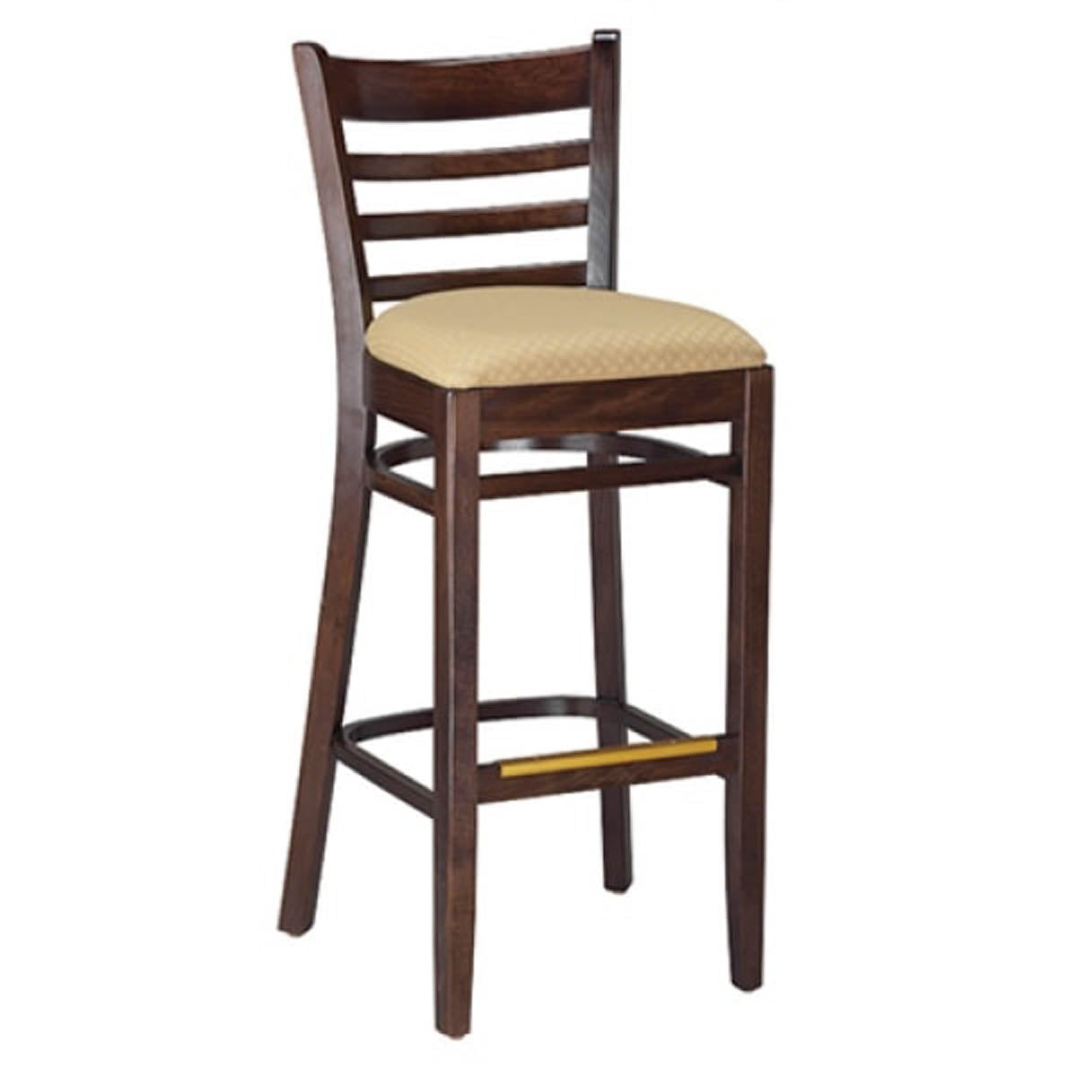 G & A 9512 Barstool, Ladder Back, Upholstered Padded Seat, European Beechwood Frame, Footrest, Mortise and Tenon Construction