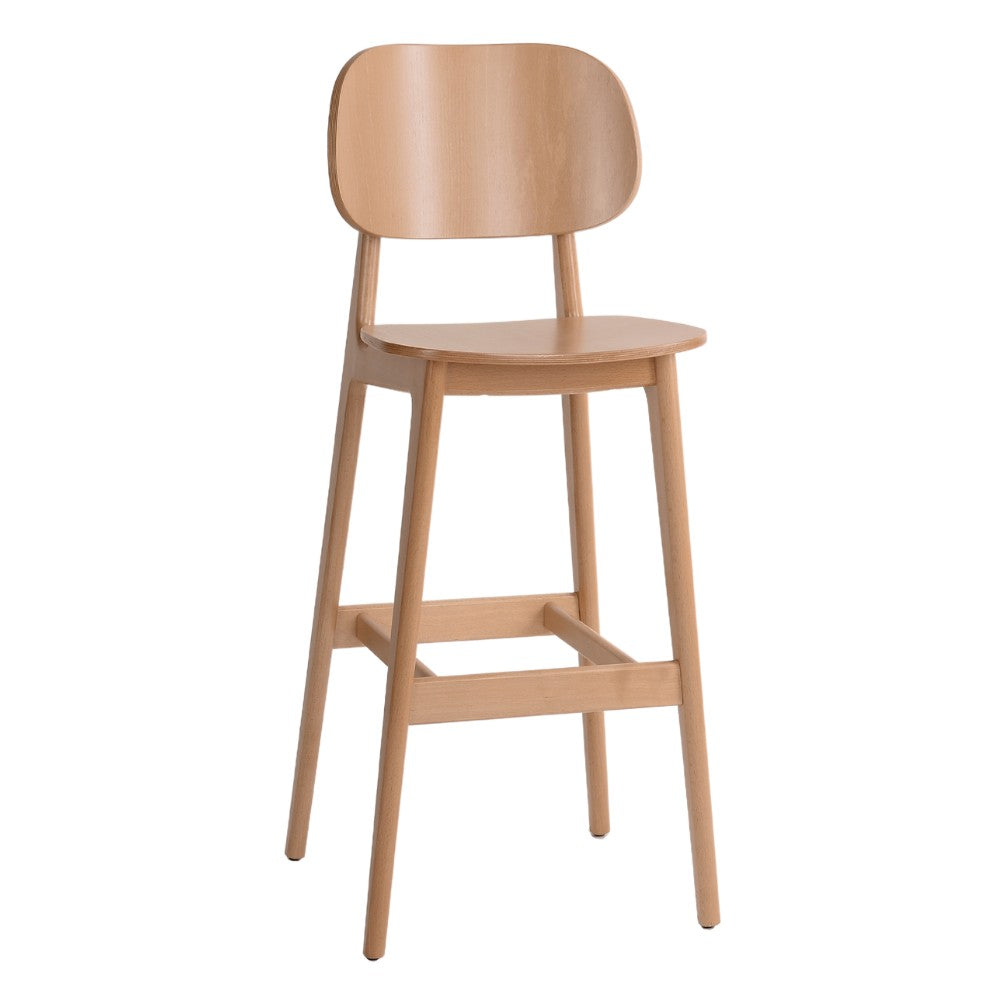 G & A 9615-FP Barstool - Upholstered Seat, Wood Back, Mesh Perforated, Beechwood Frame, Plastic Glides
