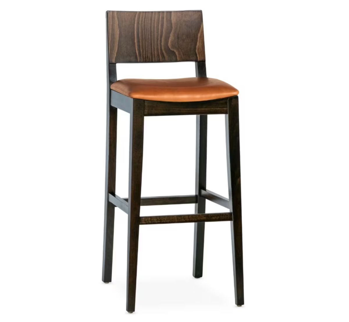 G & A 9640-W-PS Madison Barstool - Veneer Back, Upholstered Seat, Footrest, Beechwood Frame, Glides