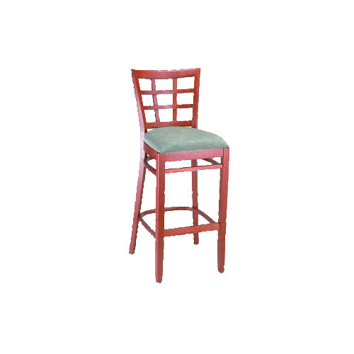 G & A 9650SS Checker Barstool, Grid Back, Solid Wood Saddle Seat, European Beechwood Frame, Footrest, Mortise and Tenon Construction