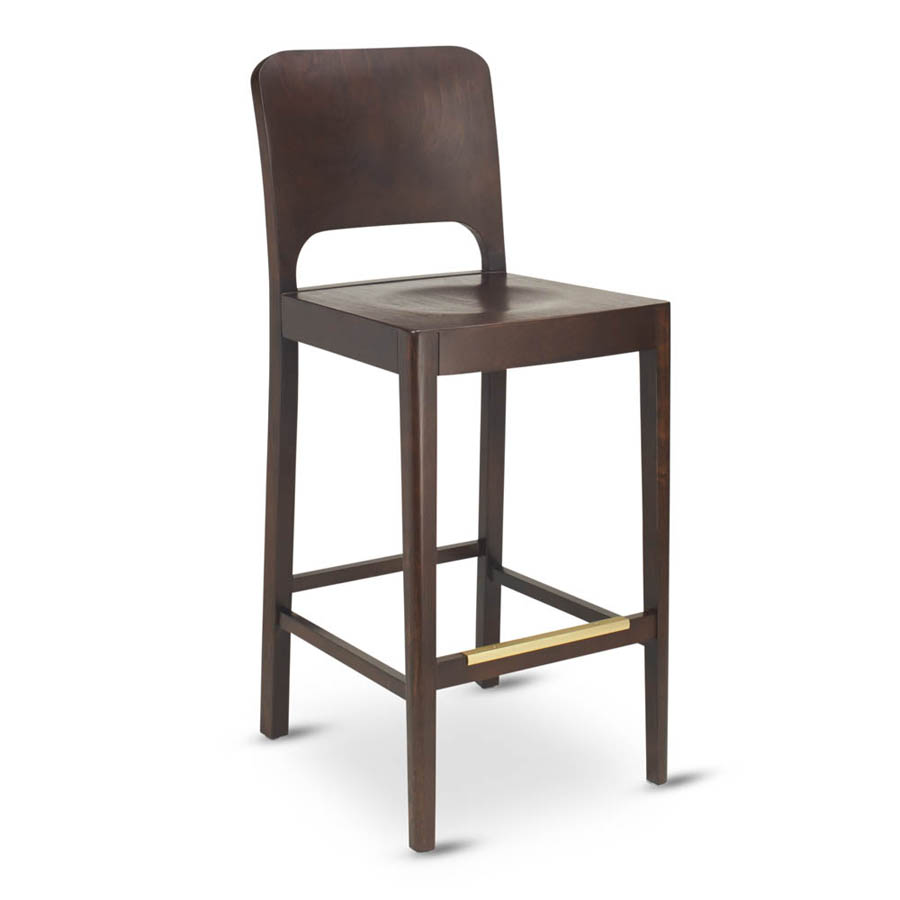 G & A 9660VS Milano Barstool with Solid Wood Back, Veneer Seat, Walnut Finish, European Beechwood Frame