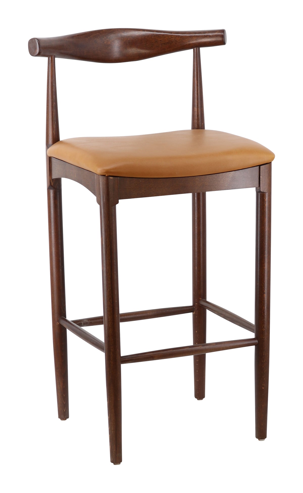 G & A 9680 Braxton Barstool - Solid Wood Back, Upholstered Seat, Beechwood, Armless, Plastic Glide Legs