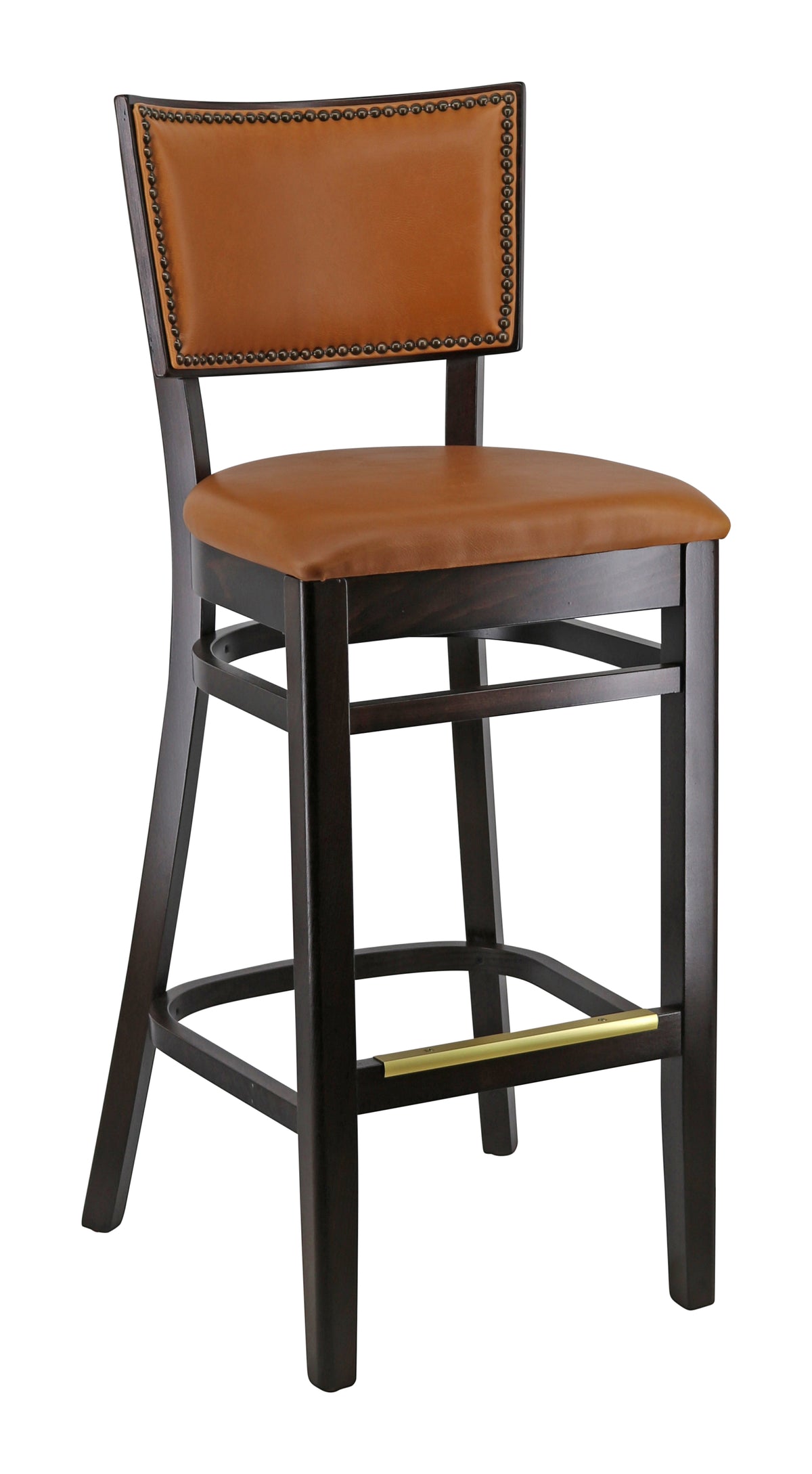 G & A 9681-FP Elton Barstool - Upholstered padded back & seat, European beechwood frame, plastic glides
