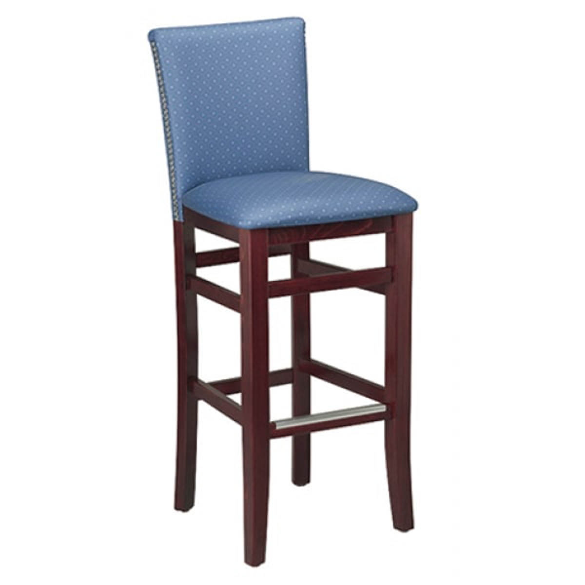 G & A 9806 Lotus Barstool, Upholstered Back & Seat, European Beechwood Frame, Nailheads, Footrest