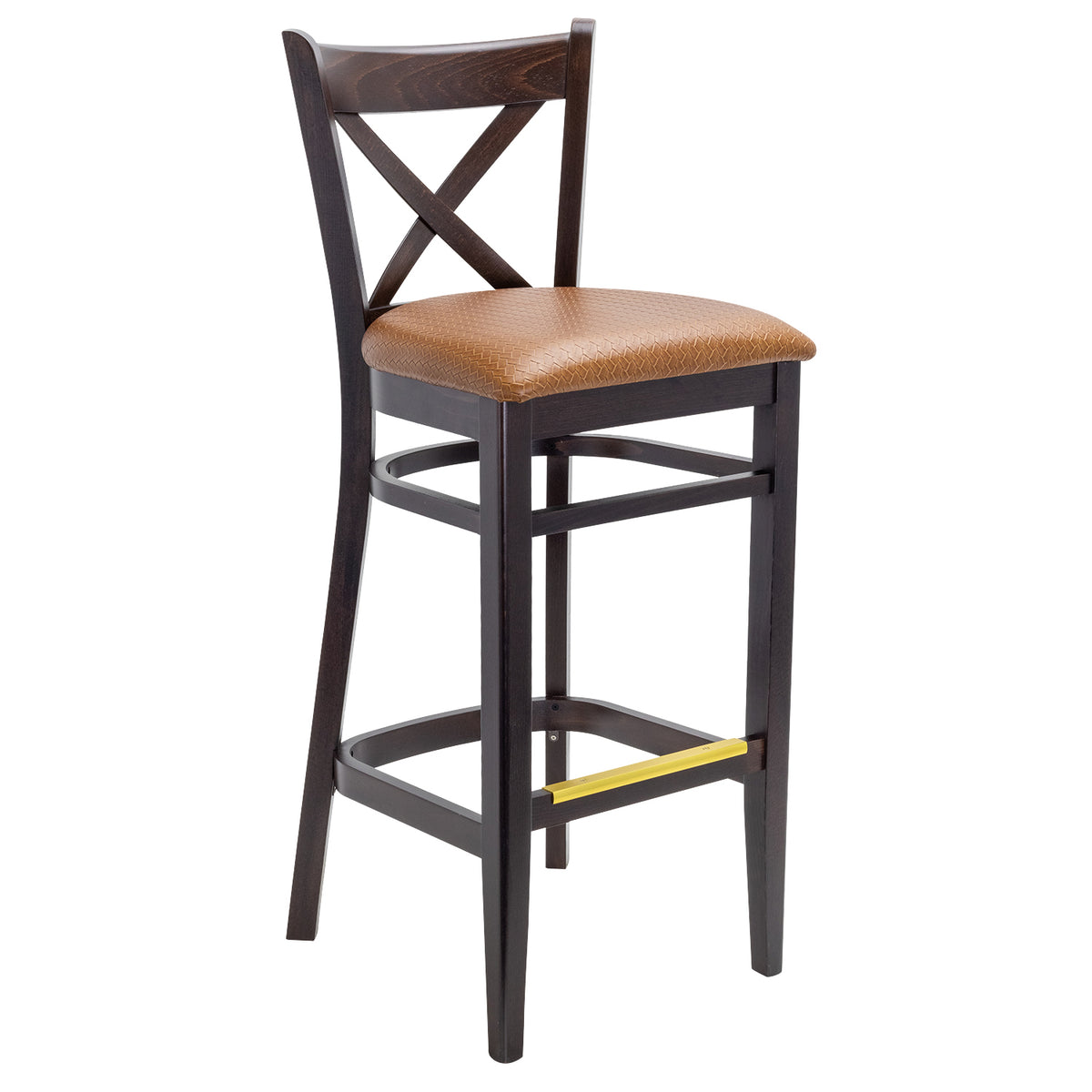 G & A 9877SS Provence Barstool - Solid Wood Saddle Seat, Criss-Cross Back, Beechwood Frame, Footrest, Glides