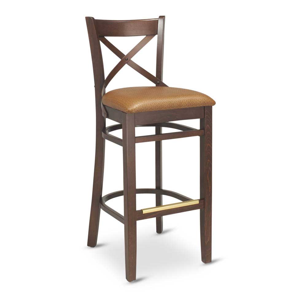 G & A 9877VS Provence Barstool - Cross-Back, Veneer Seat, Beechwood Frame, Non-Marring Plastic Glides