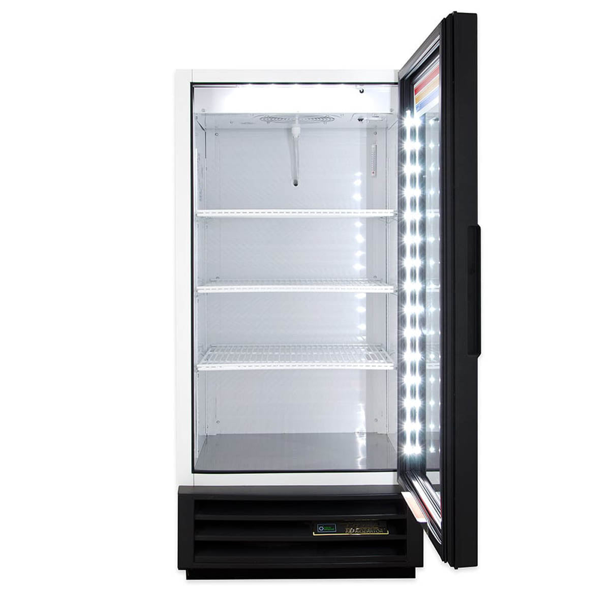 True GDM-10-HC~TSL01 glass door merchandiser, black exterior, door open