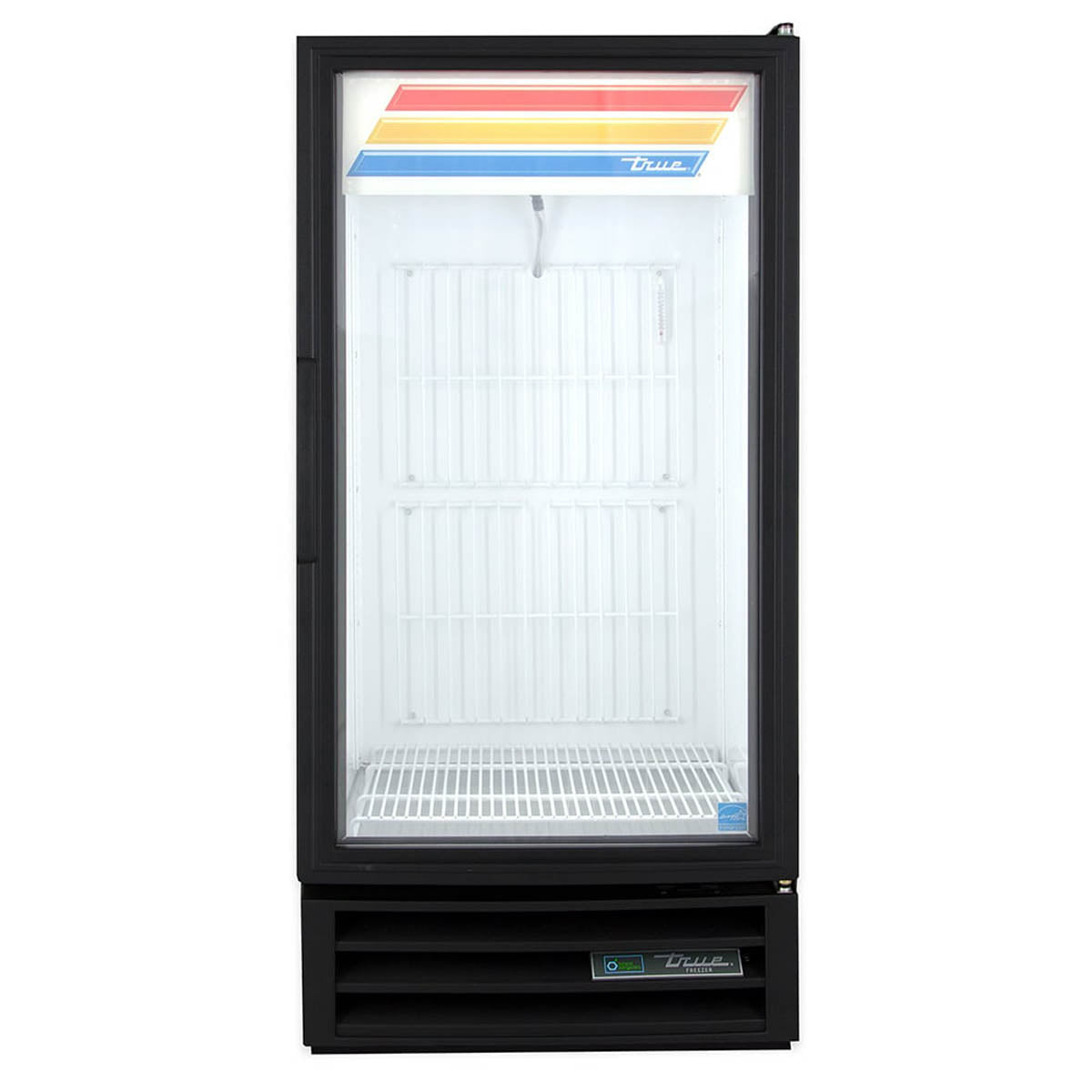 True GDM-10F-HC~TSL01 glass door freezer, front view, empty