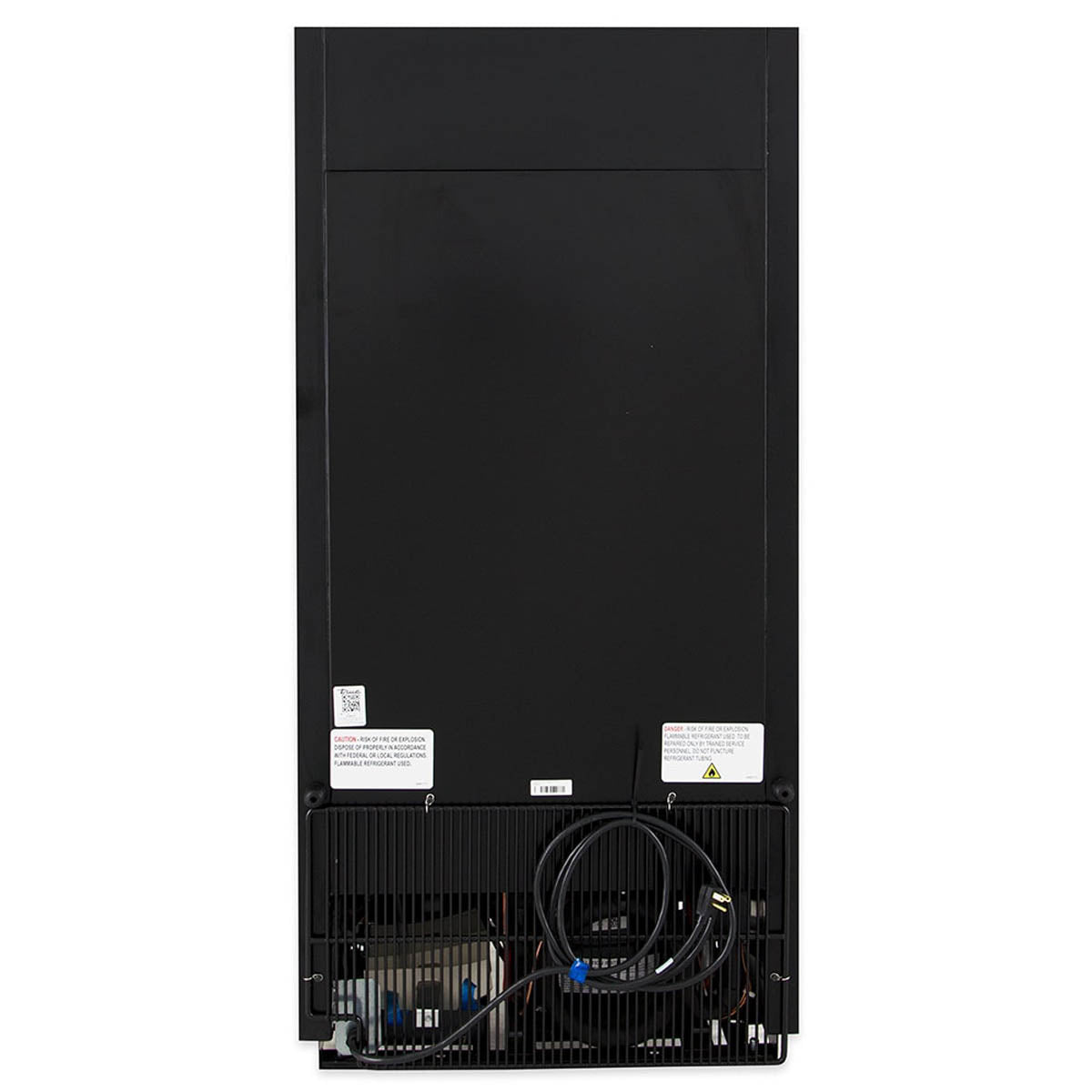 True GDM-10F-HC~TSL01 glass door freezer, back view showing the condensing unit