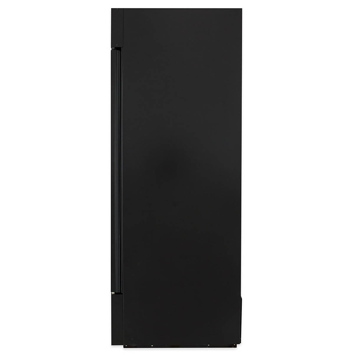True GDM-26F-HC~TSL01 glass door freezer, black exterior, side view