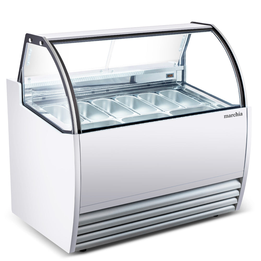 Marchia GIC-9 51" 9-Pan White Gelato Ice Cream Dipping Cabinet Display Freezer
