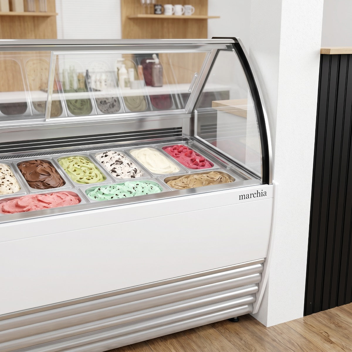 Marchia GIC-13 70" 13-Pan White Gelato Ice Cream Dipping Cabinet Display Freezer
