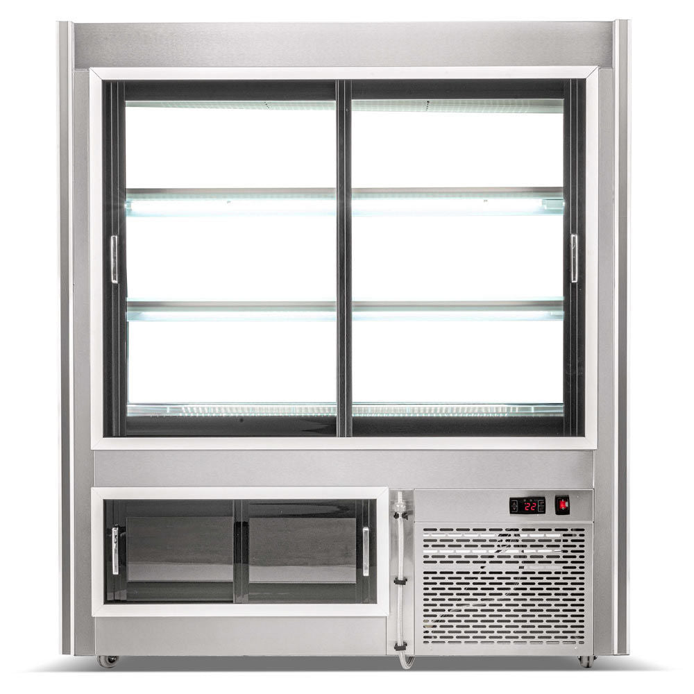 Coldline HDC48-F 48" Refrigerated Curved Glass Seafood Case with Built-in Drain and Rear Storage