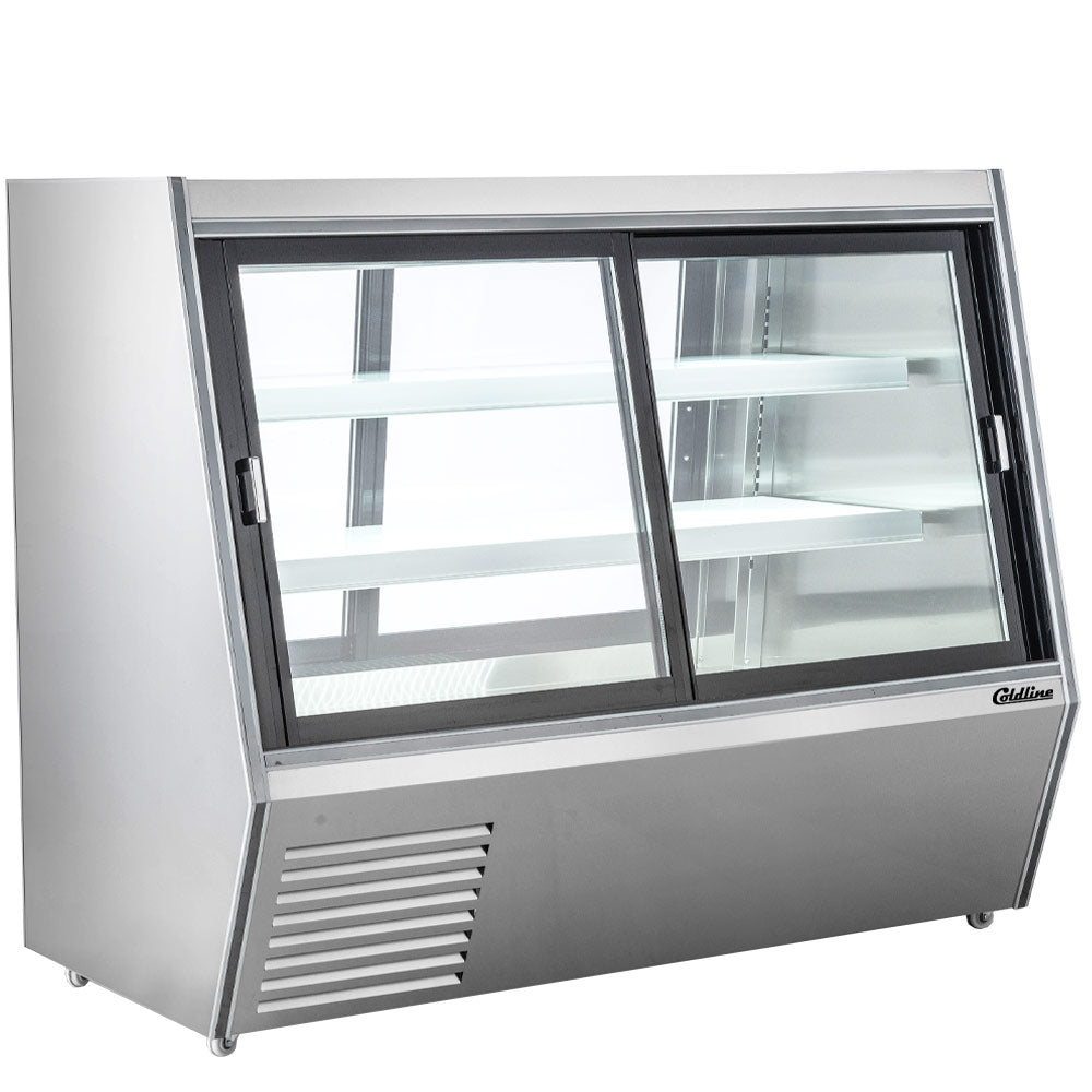 Coldline HDL60-DS 60" Dual Service Refrigerated High Meat Deli Case with Rear Storage, Front and Rear Sliding Glass Doors