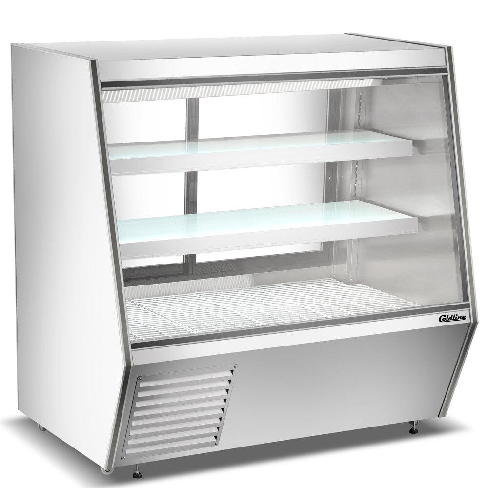 Coldline HDL60-F 60" Refrigerated Slanted Glass Seafood Case with Built-in Drain and Rear Storage