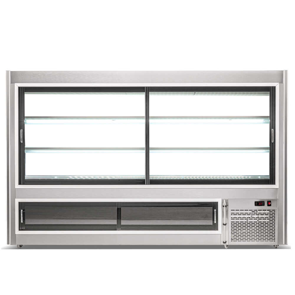 Coldline HDC84-F 84" Refrigerated Curved Glass Seafood Case with Built-in Drain and Rear Storage