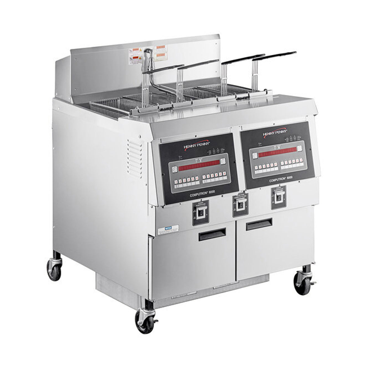 Henny Penny OFG322.06 2-well gas open fryer, front angle view, right