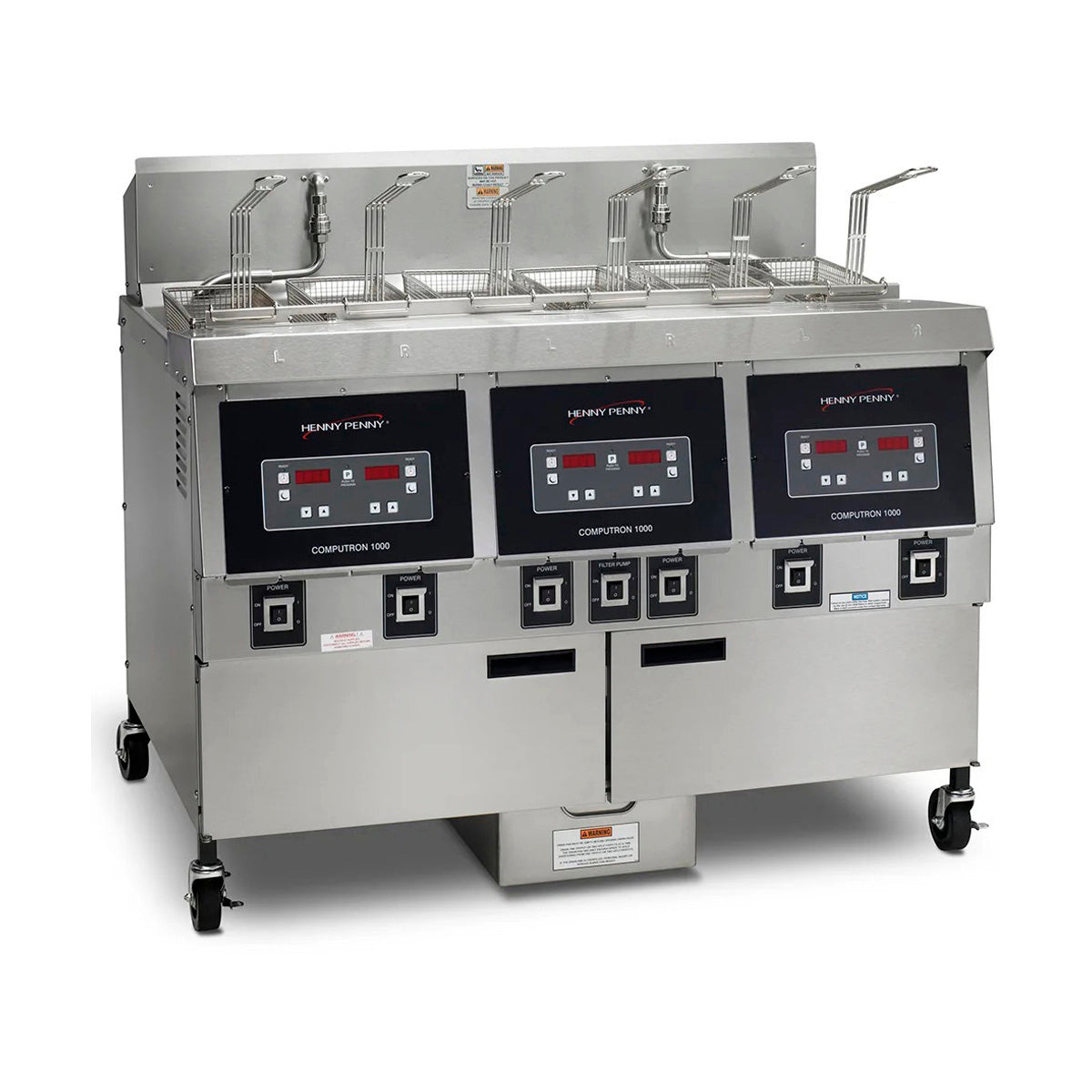 Henny Penny OFG323.07 3-well gas open fryer, front angle view