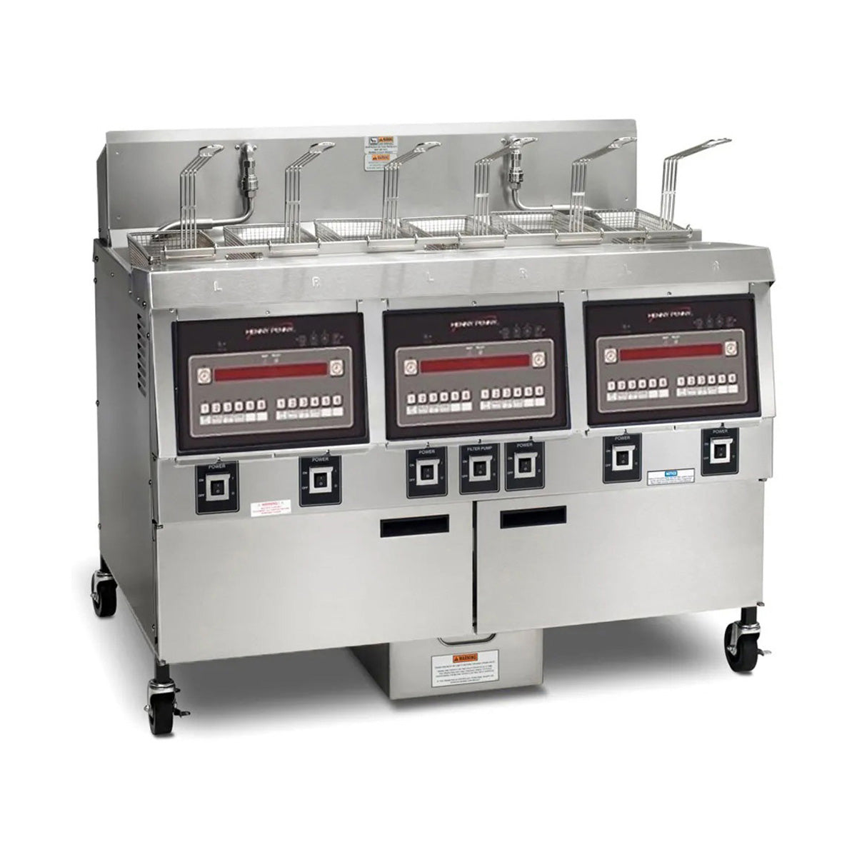 Henny Penny OFG323.08 3-well gas open fryer, front angle view