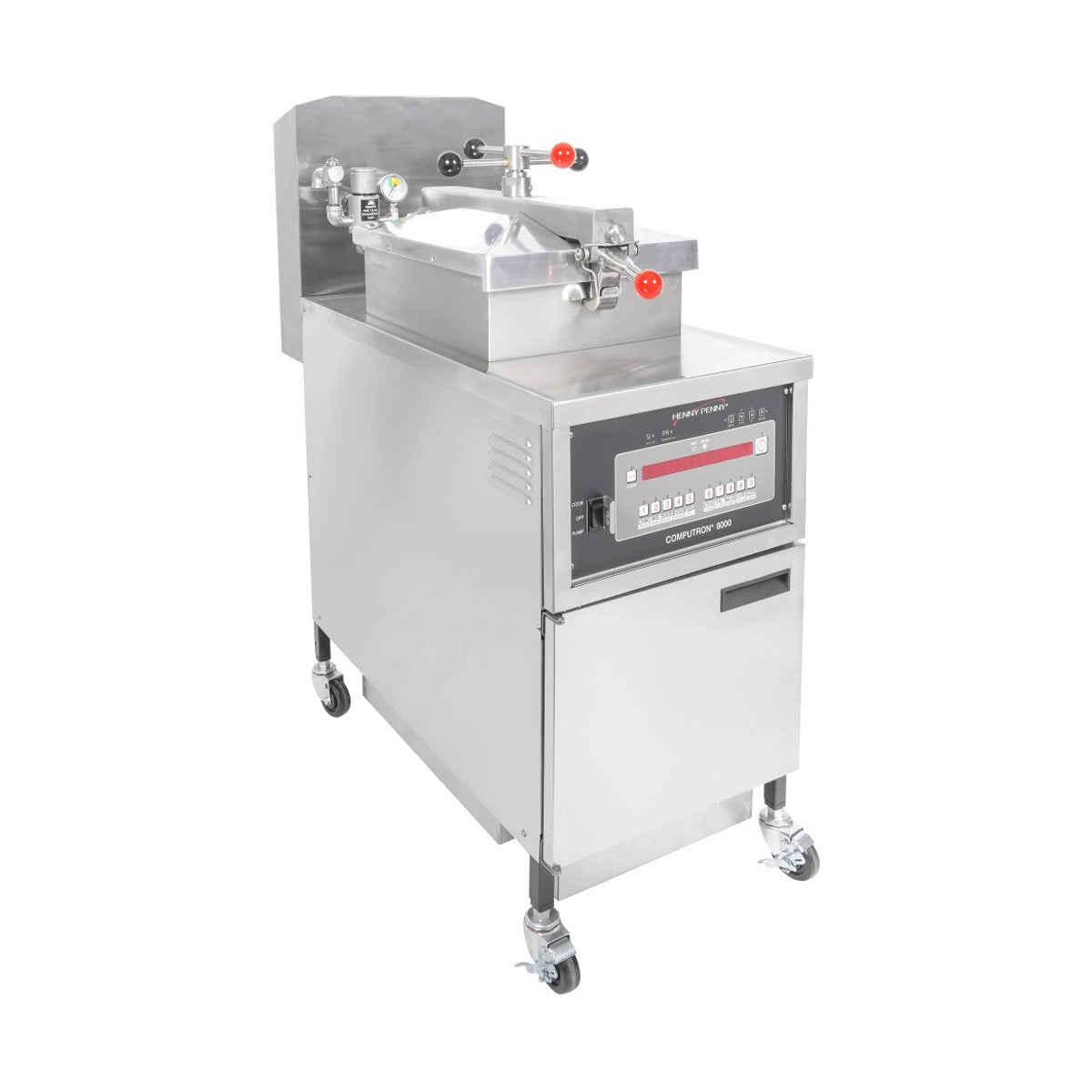 Henny Penny PFG600.19 PFG 600 gas pressure fryer, front three-quarter view, lid closed (representative image)