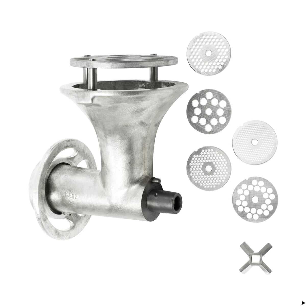 Hobart 22C/E-FS5PLT Funnel Throat Chop End Assy for #22 Hub Tin Cylinder Auger Knife 5 Carbon Steel Grind Plates