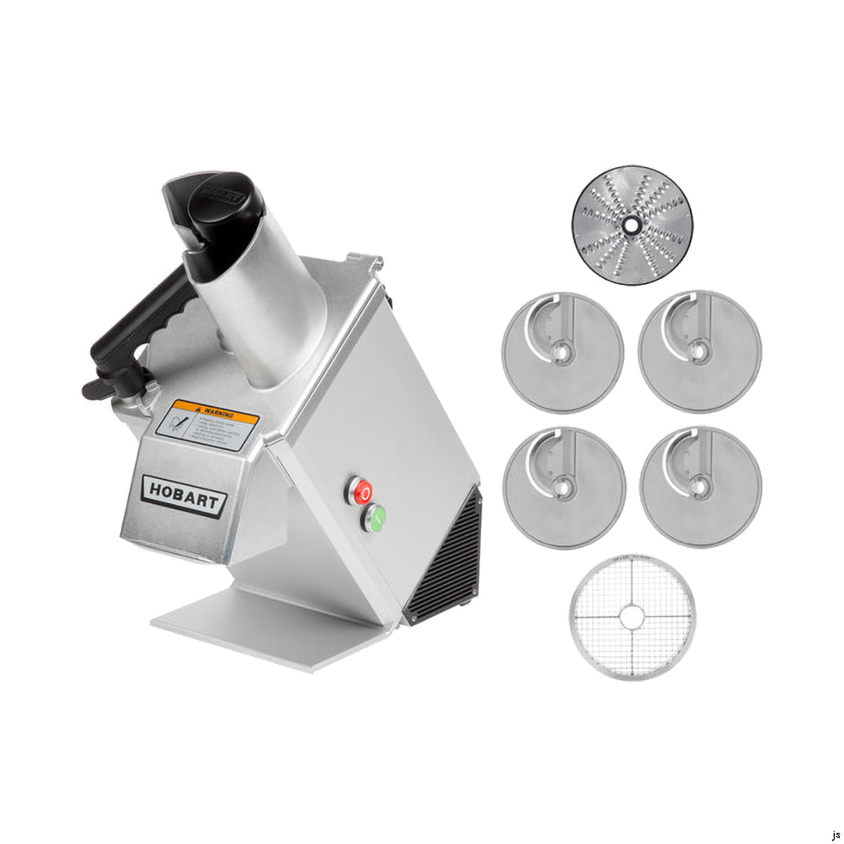 Hobart FP100-1B Benchtop Continuous Feed Food Processor with PLTSS-6PACK, 11 lbs per/min, 1/3 hp