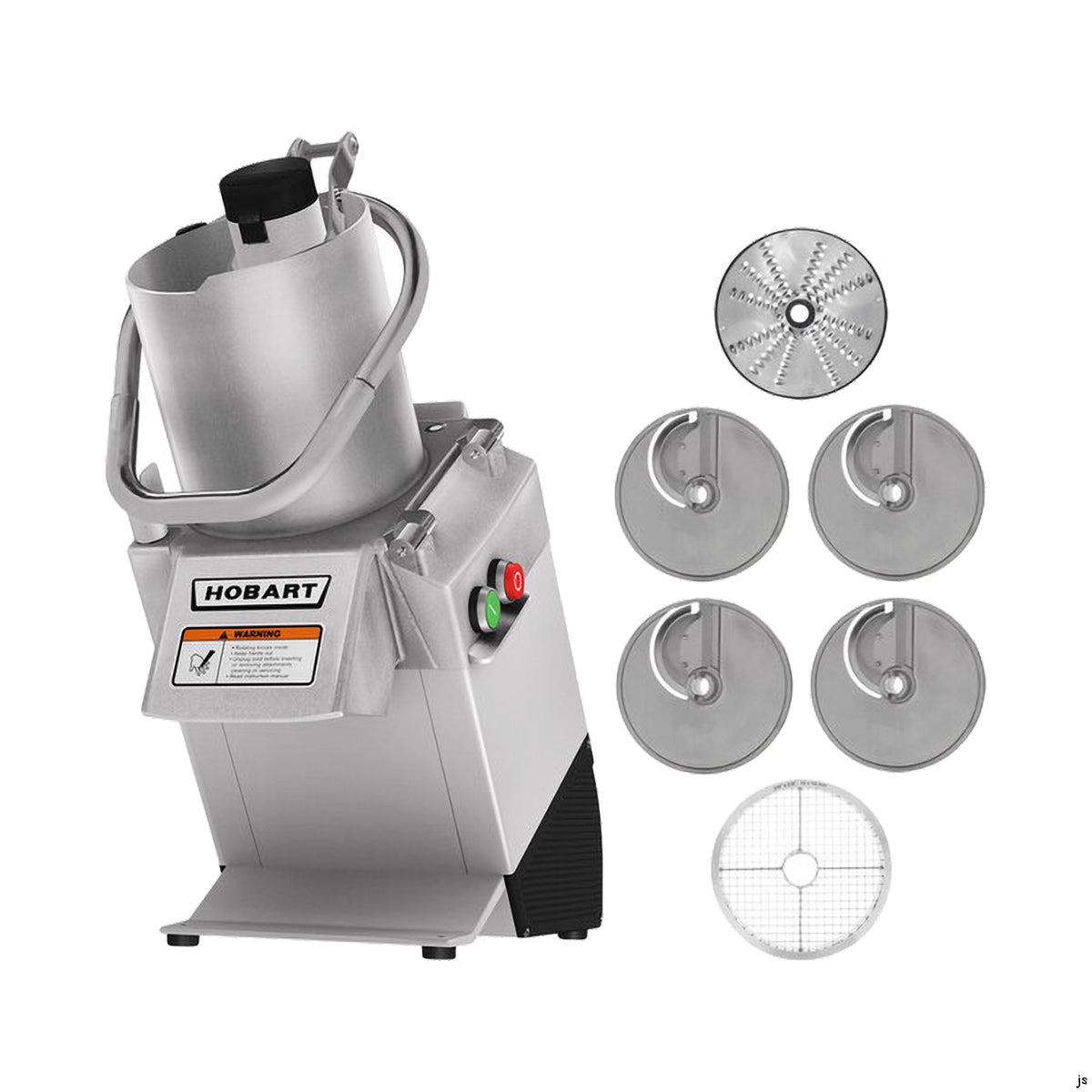 Hobart FP250-1B Benchtop Continuous Feed Food Processor with 15PLTSS-6PACK, 17 lbs per/min, 3/4 hp