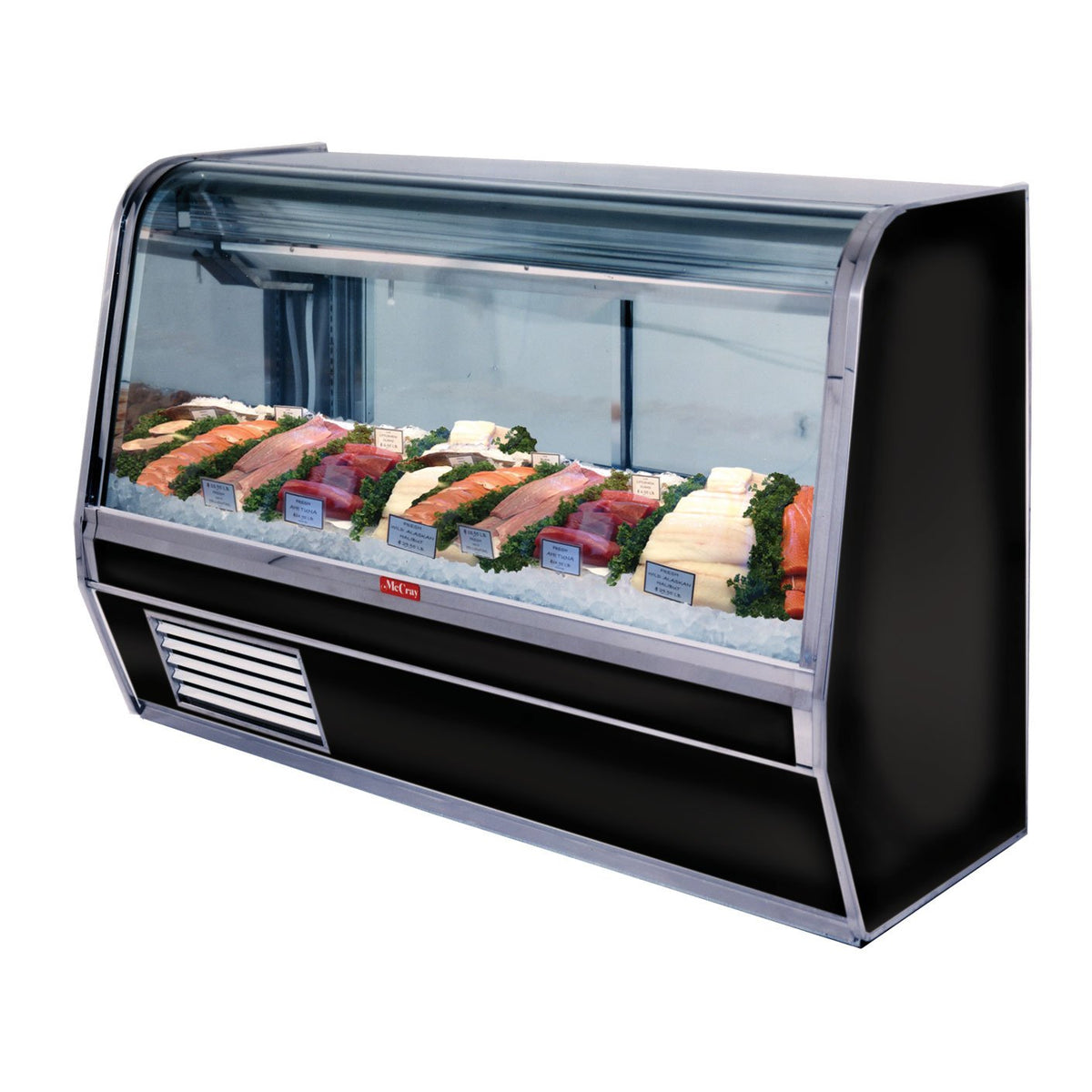 Howard-McCray R-CFS32E-6C-S-LED 74" Curved Refrigerated Seafood Display Case, Remote, Stainless