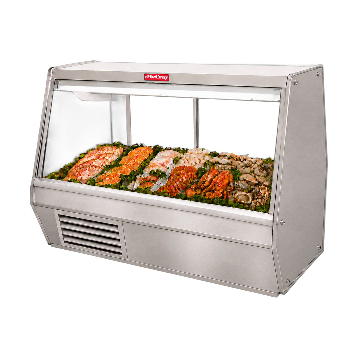 Howard-McCray SC-CFS32E-6-S-LED 74" Flat Refrigerated Seafood Display Case, Stainless