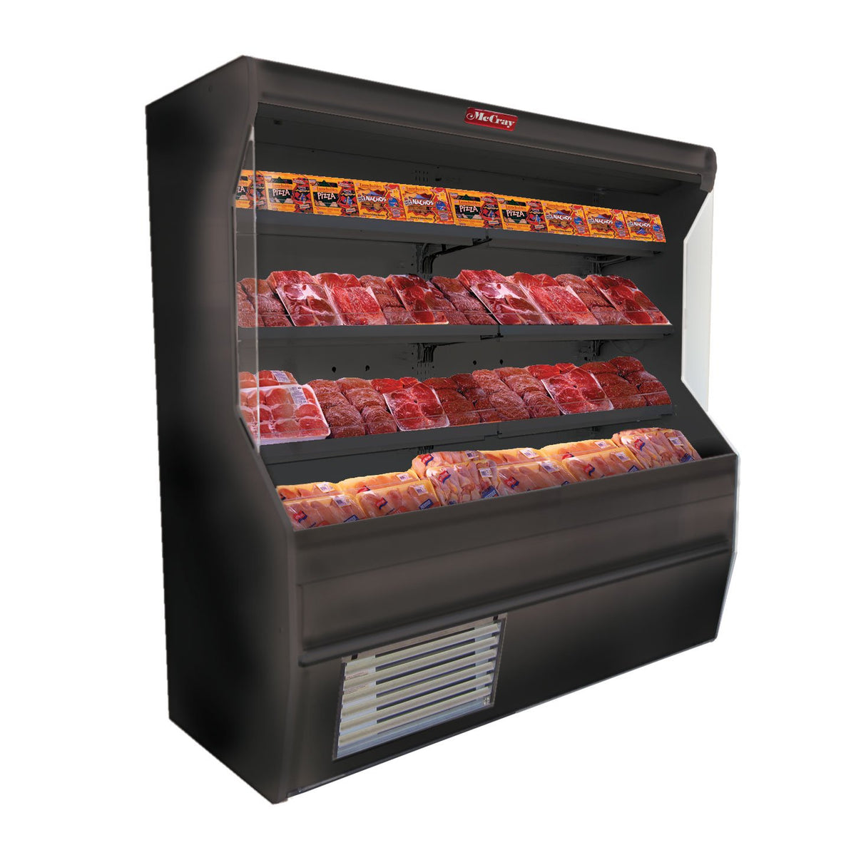 Howard-McCray SC-M32E-3-B-LED 38'' Vertical Meat Open Air Merchandiser in Black, Self-Contained