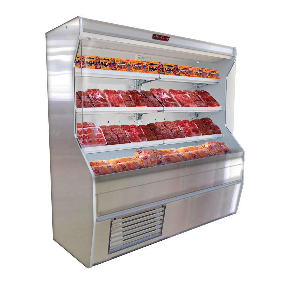 Howard-McCray SC-M32E-4-S-LED 50'' Vertical Meat Open Air Merchandiser, Stainless Steel, Self-Contained