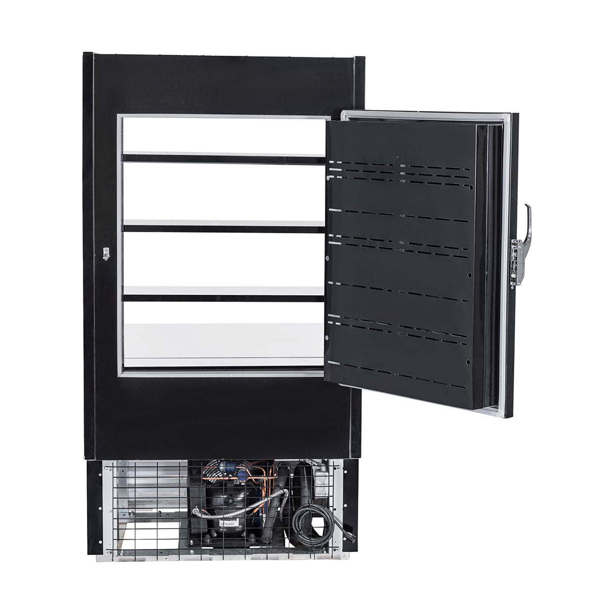 Howard-McCray SC-OD30E-3-SW-B 39" Vertical Multi-Purpose Open Merchandiser in Black, Self-Contained