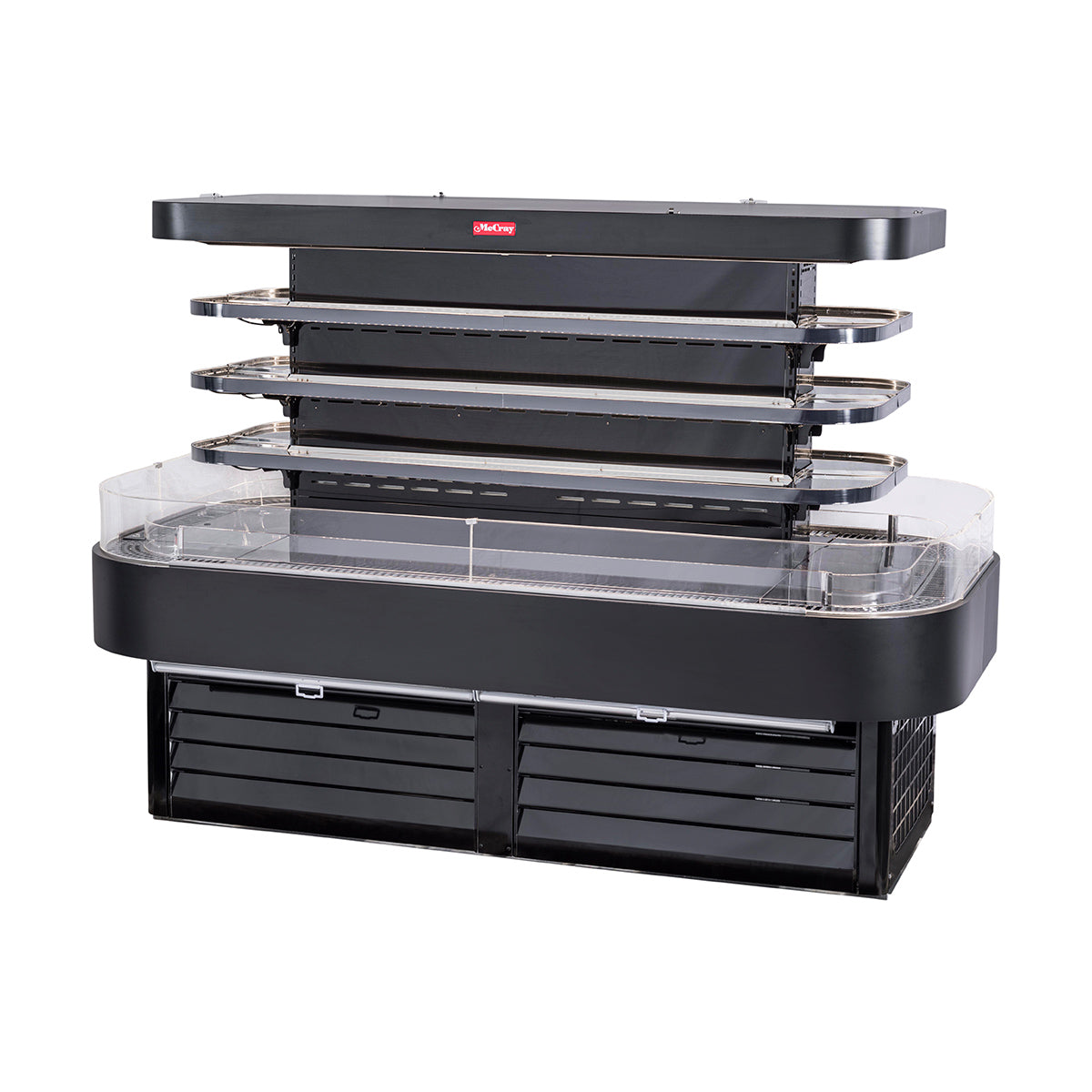 Howard-McCray SC-OD42I-7-B-LED 84'' Island Open Air Merchandiser in Black, Self-Contained