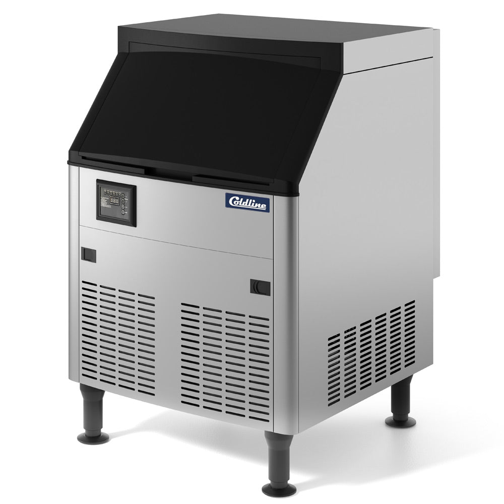 Coldline ICE280 half cube ice machine, angled front view, right side