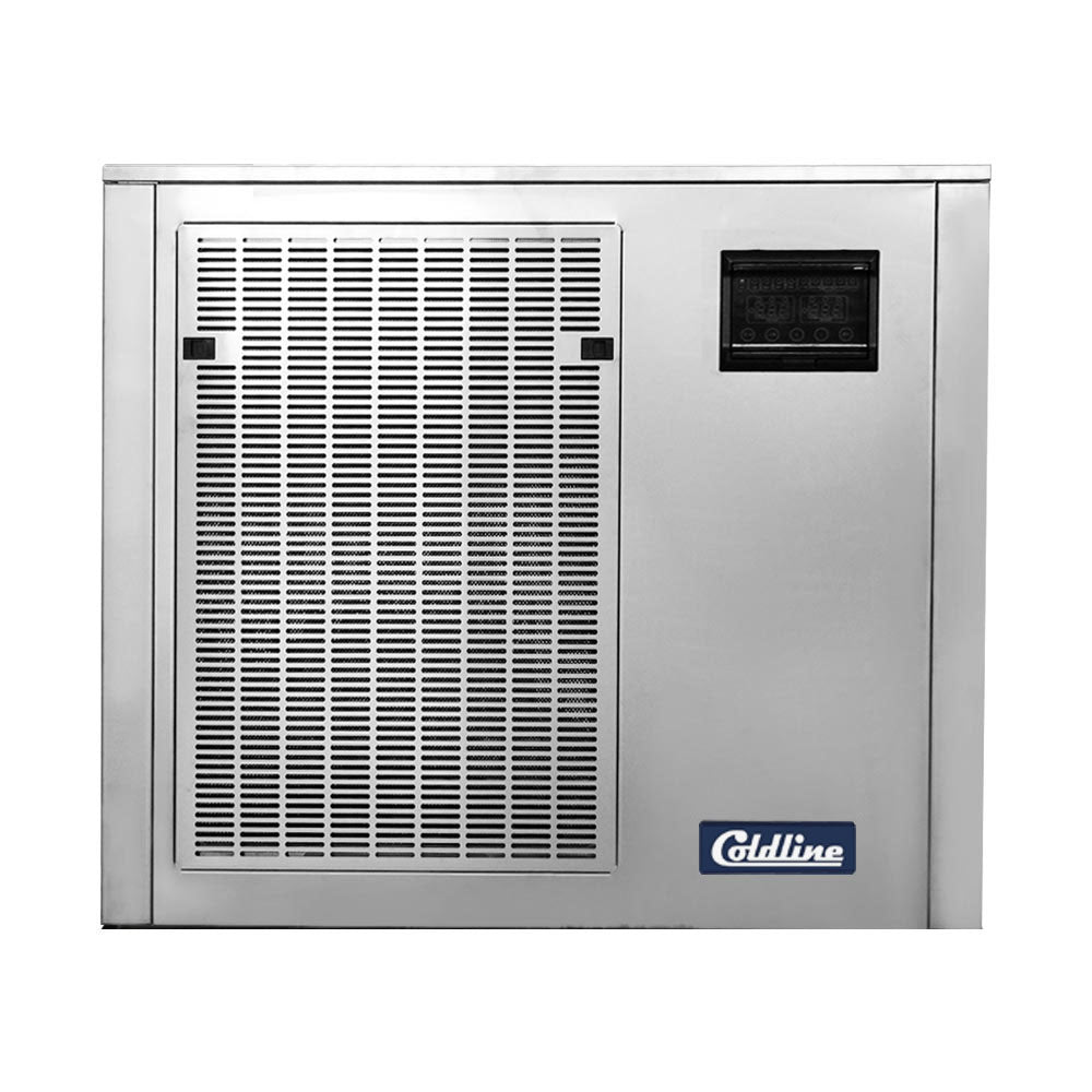 Coldline NU550-T nugget modular ice machine head, front view, logo panel