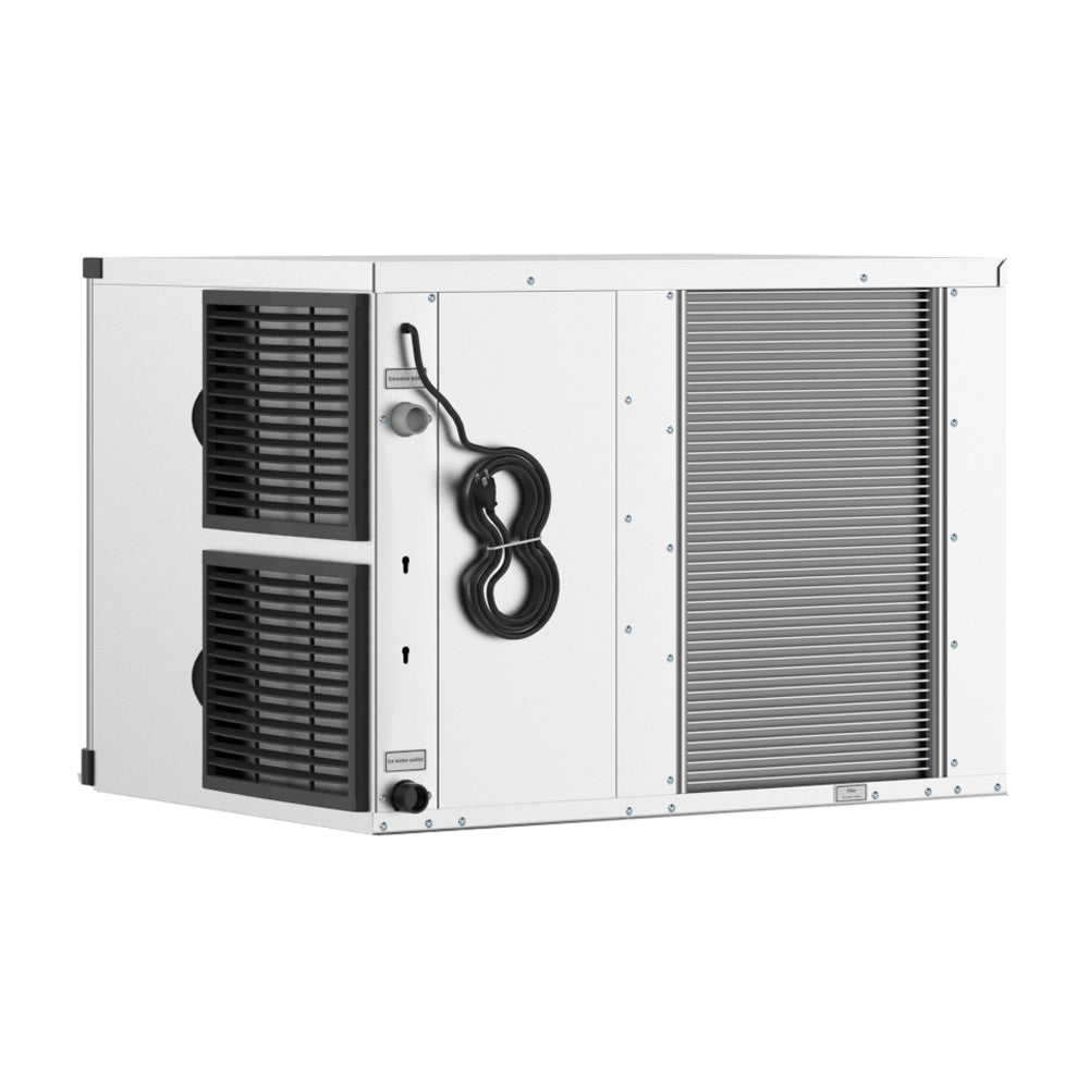 Coldline ICE550T-FA full cube modular ice machine head, side view with air filter grille