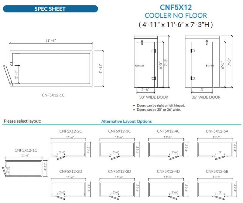 Astra 5 x 12 Walk-In Cooler No Floor With Remote Refrigeration CNF5X12-RM